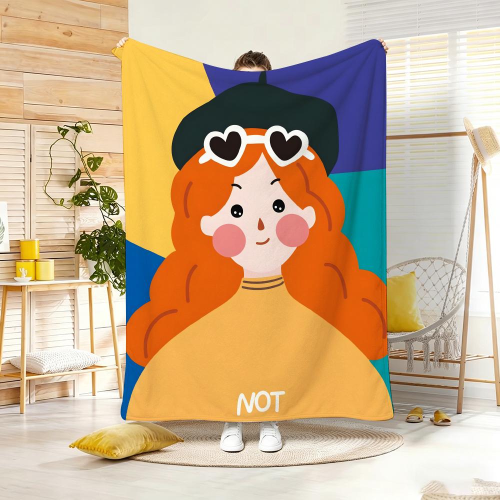 Art F-Flat Illustration Throw Lightweight  Flannel Blanket Soft Skin-Friendly For Summer Cooling