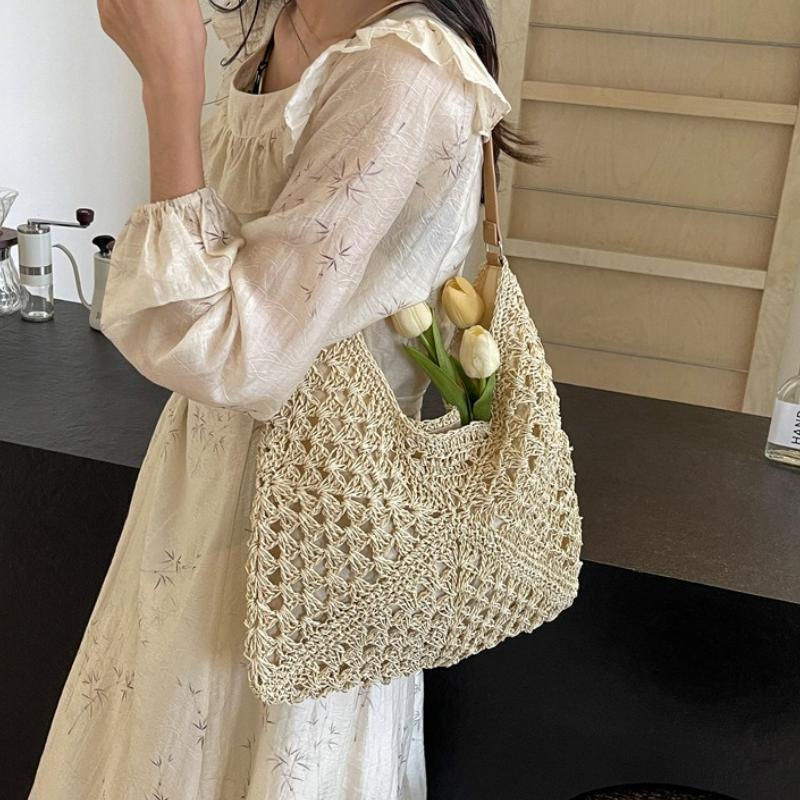 Borsa Tote di Paglia da Donna Grande Capacità Vintage Vacanza Borsa a Spalla Tutto Borsa a Mano Casual Designer Vuota Estiva Borsa da Spiaggia