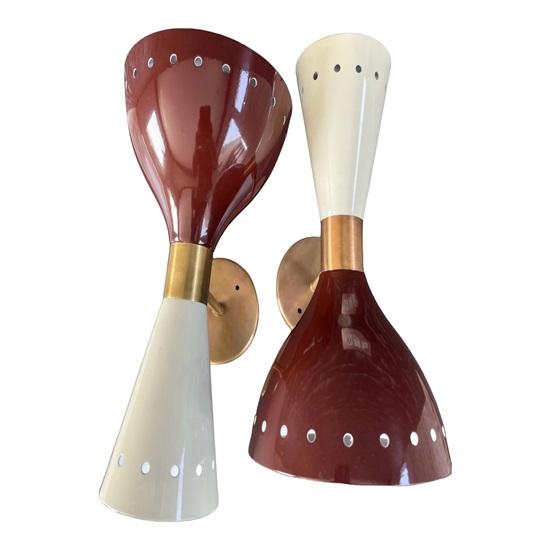 Mid Century Modern Blaue Wandlampe mit Messing Vanity Beleuchtungsvorrichtung Italienische Wandlampe Elegantes Wohndekor für Wohnzimmer