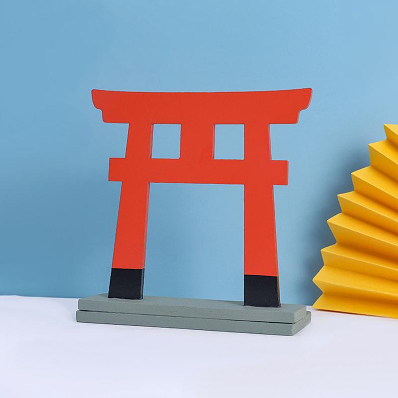 1Pc Building Model Japanese Shinto Torii Wooden Gate Japanese Shrine Statue Miniature Shrine Home Desktop Decoration
