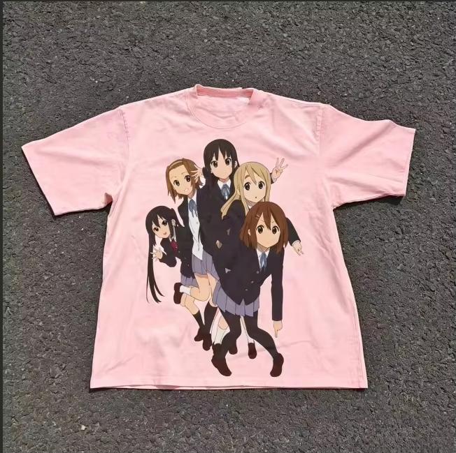 2026 K On Five School Girls Uniform Anime Print Off White Cotton Casual Oversized Unisex And Unisex Oversized Unisex Comfortable Tee