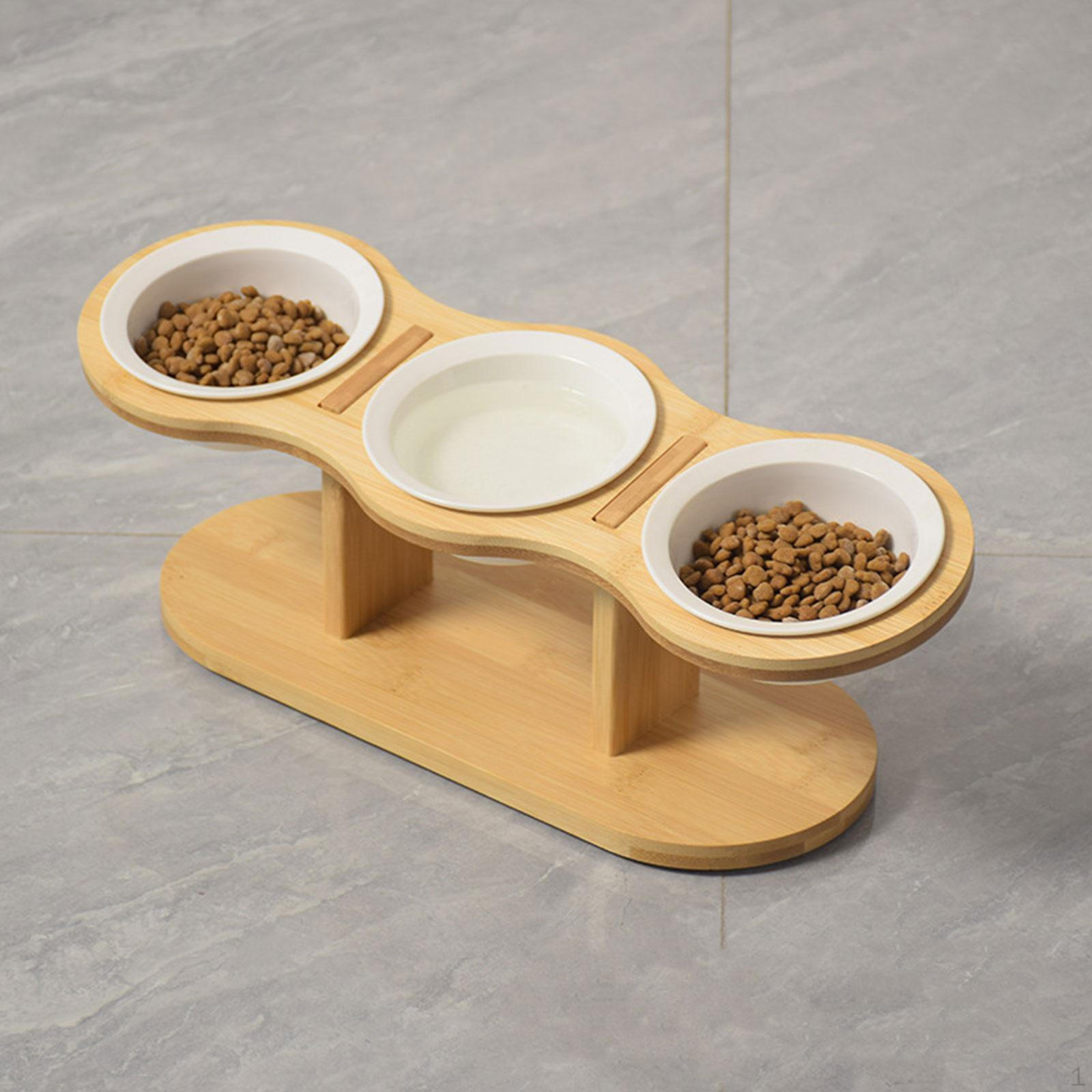 

Приподнятые миски для кошек, кормушка для домашних питомцев с деревянной подставкой для котенка, щенка White bowl