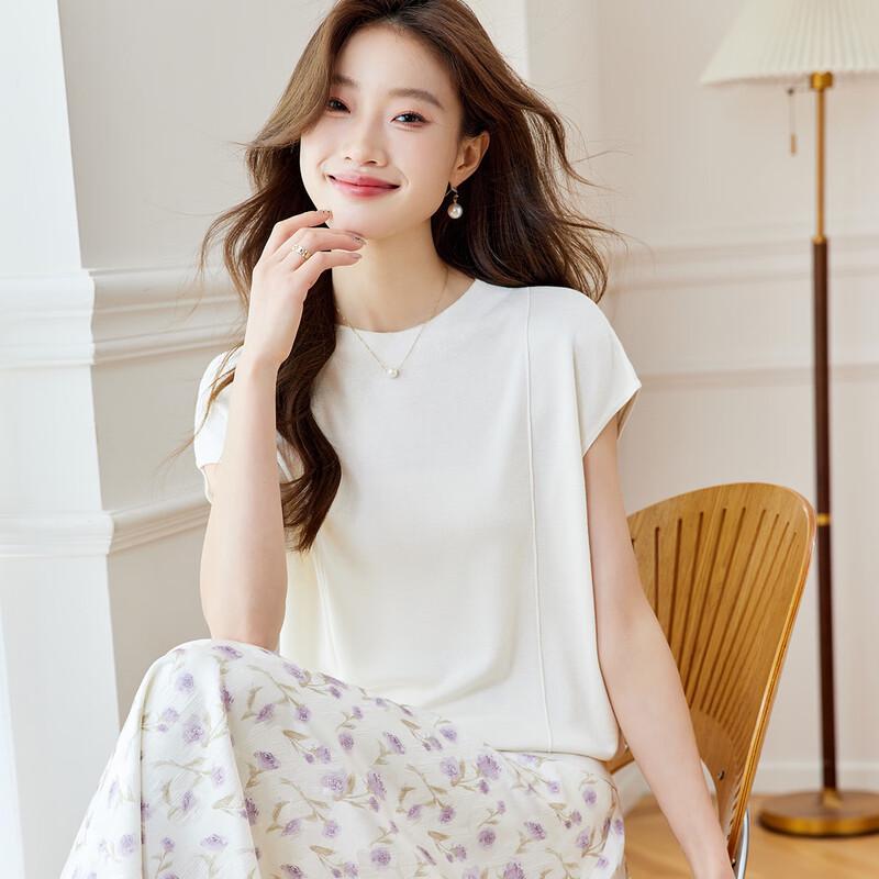 Srcr Women's 100% Mulberry Silk Short Sleeve T-Shirt