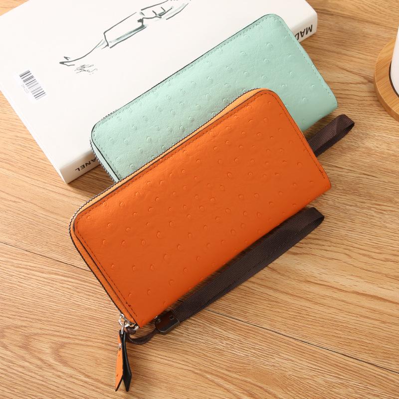 PU Ostrich Pattern Handbag for Women, High-end Fashion Handbag, Long Wallet