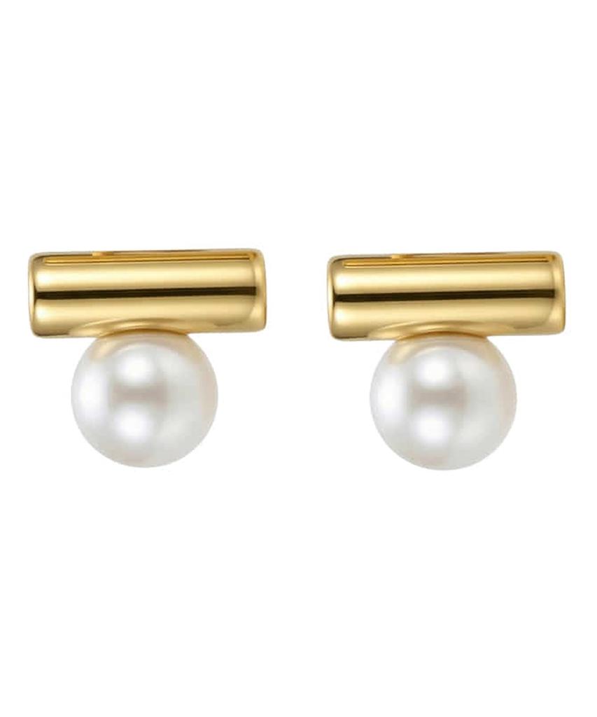 Alleun Silver 925 Swarovski Pipe Bar Bold Pearl Earrings