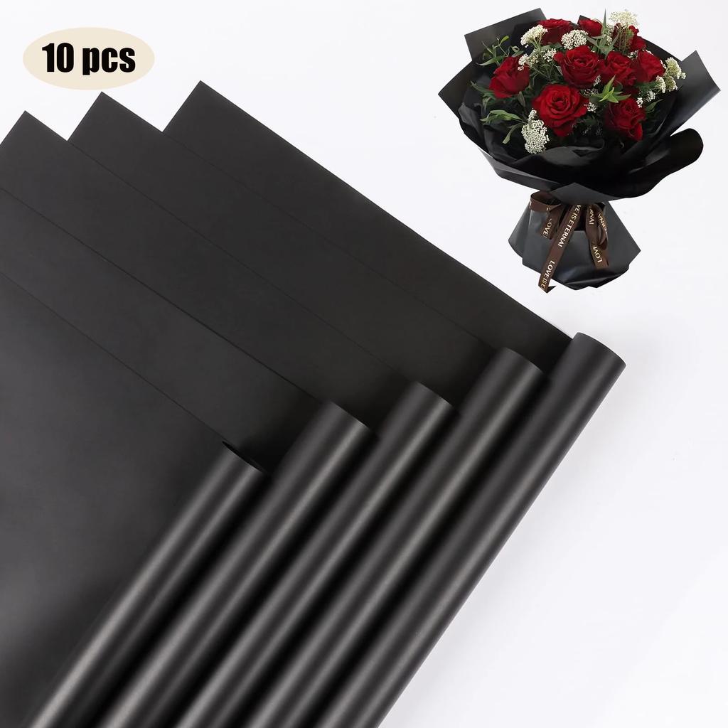 10 Sheets Flower Wrapping Paper with Golden Edges, Waterproof Bouquet Packaging - Ideal for DIY Weddings & Birthdays 2035
