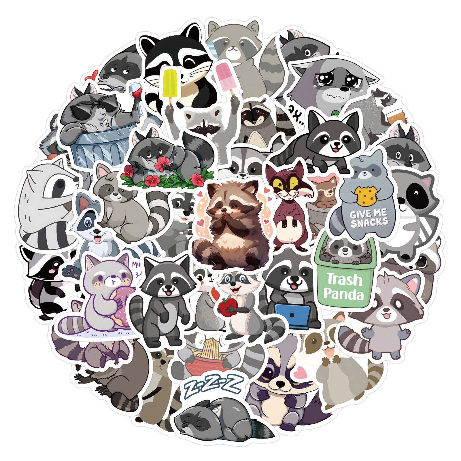 60 Raccoon Graffiti Stickers for Notebooks and Luggage