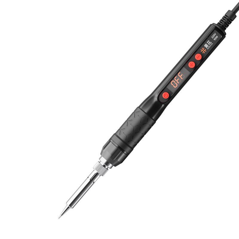 Yellow Digital Display Adjustable Temperature Soldering Iron - Professional Electric Welding Tool for Household Repair.