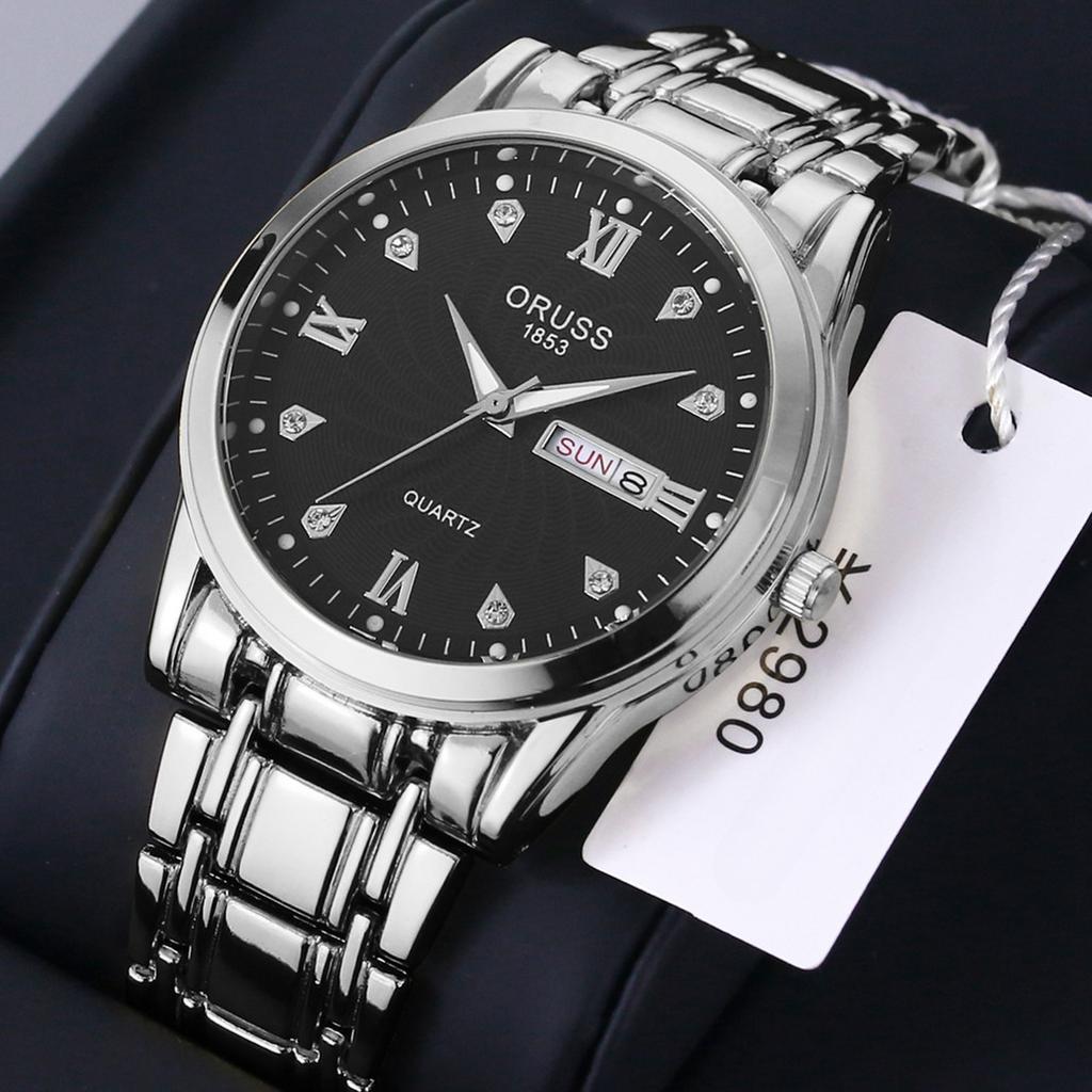 Relógio de quartzo comum automático com ponteiro redondo masculino à prova d'água relógio de calendário duplo