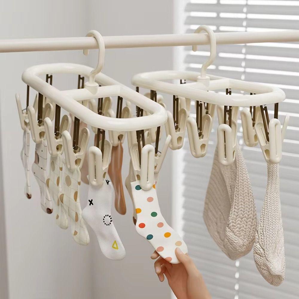 12/20 Clips Sock Drying Rack 360° Rotatable Hanging Underwear Clips Balcony Use