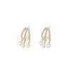Silver needle geometric flash diamond fringed earrings women's niche design high-end stud earrings simple versatile ear jewelry