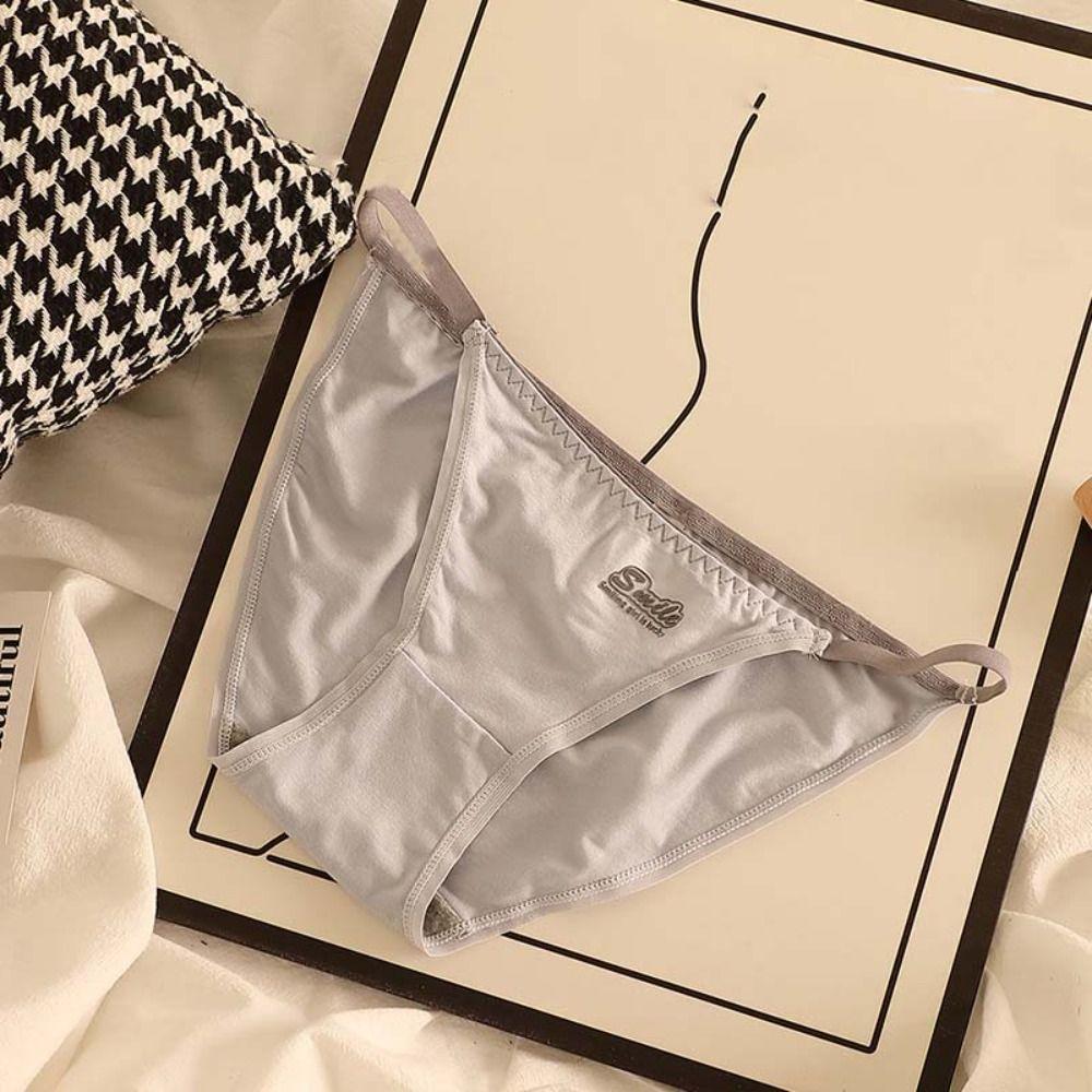Thin Belt Cotton Crotch Law Waist Letter Lucky Women Panties Thongs Briefs Korean Underwear