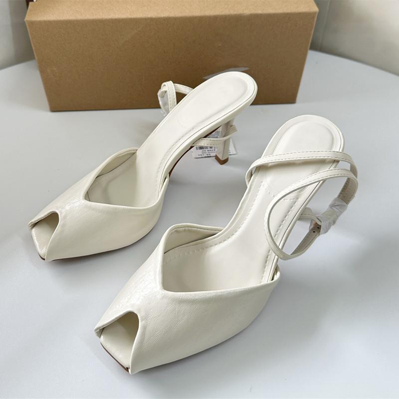 Fashion Fashion Peep Toe Soft PU Leather Women Gladiator Sandals Sexy Ankle Strap Office Lady High Heels Summer Wedding Bridal Shoes