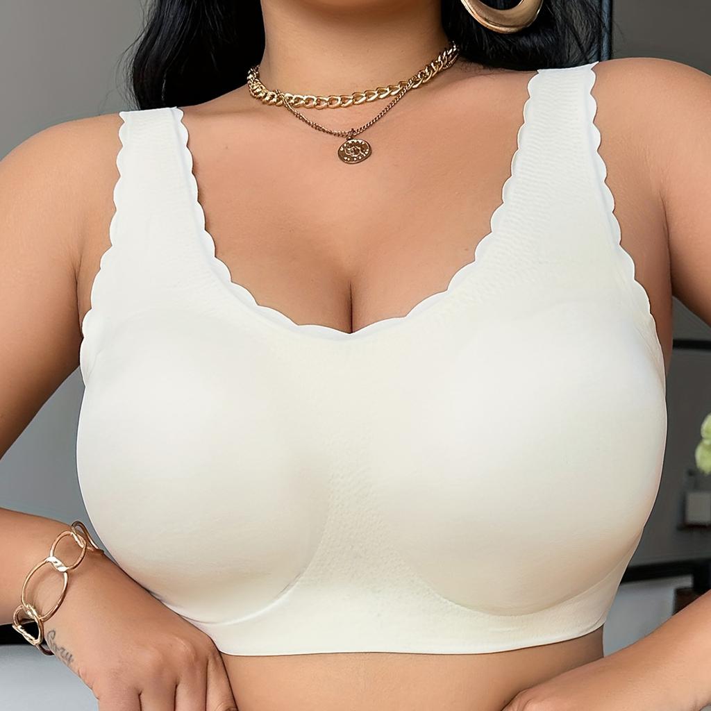 Zeriluna Exquisite lace versatile and comfortable underwear Fan-shaped edge comfortable bra with wide shoulder straps for everyday wear