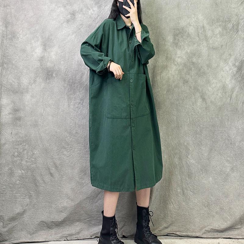 Women's High-End Retro Autumn Long Sleeve Loose Plus Size Shirt Dress