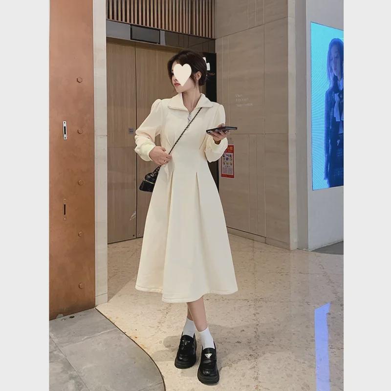 Autumn 2025 Women's Plus Size Long-Sleeve Waffle Waist Dress