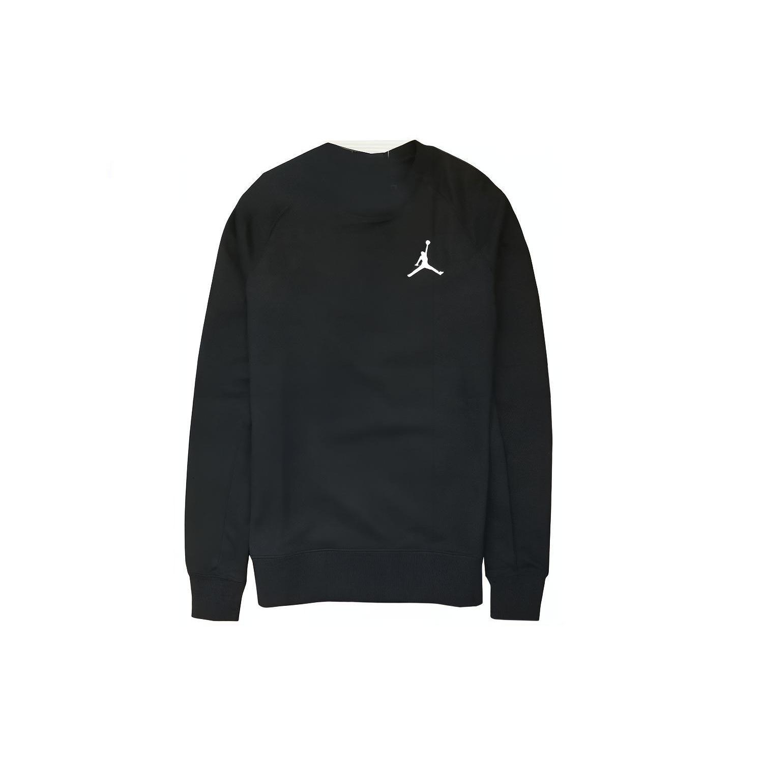 Men s Air Jordan Solid Color Sports Round Neck Pullover Long Sleeves Black AH3935-010 S
