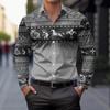 Nueva Camisa Casual Deportiva Exterior de Calle para Hombre con Cuello Estampado Étnico Tribal de Manga Larga con Botones