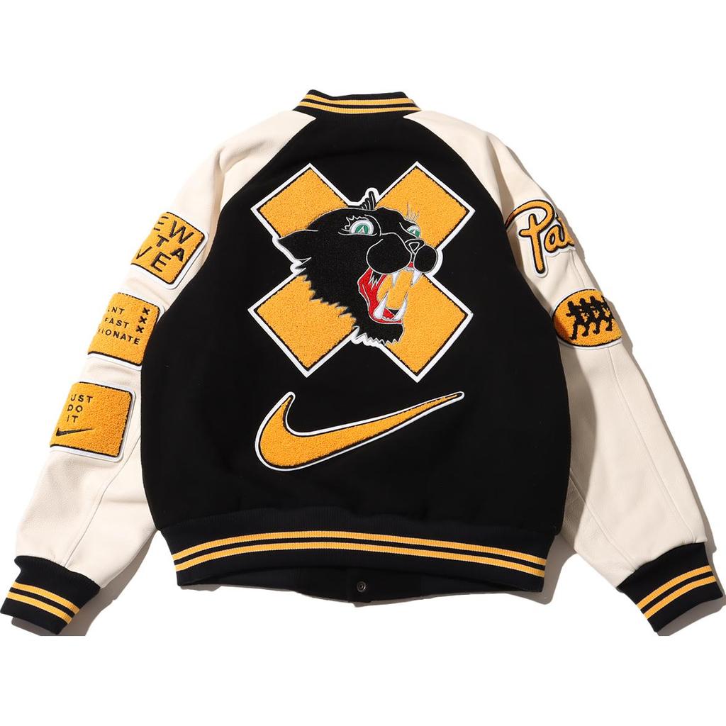 Nike x Patta Running Team Varsity Jacket (Asia Sizing) Black/Yellow/White Unisex Outerwear FJ3107-010