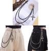 Hip Hop Cross Pendant Waist Chain Metal Dual Layer Accessory For Men Women