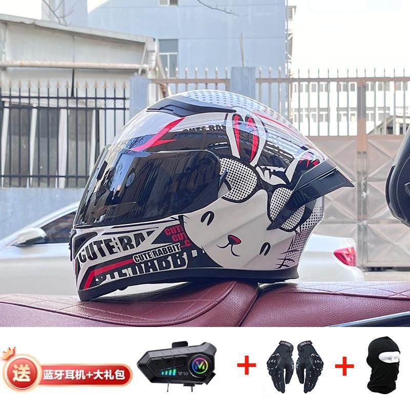 Full Face Motorcycle Helmet With Rear Wing Bluetooth Headset Men All Season Electric Bike Motorbike Riding Safety Gear
