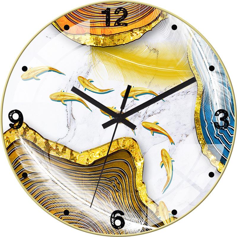 12/14-inch Simple Creative Silent Wall Clock Nordic Fashion Crystal Porcelain Clock Home Living Room Wall-mounted Glass Clock