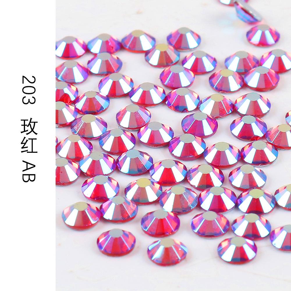 Ss3-Ss30 Strass Ab Colorés Verre Fond Plat Strass Diamant Cristal Coloré Rond Autocollant Manucure Diy Diamant