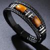 Multi-Layer Leather Bracelet Braided Beaded Bracelet Tiger Eye Stone Bracelet  Men