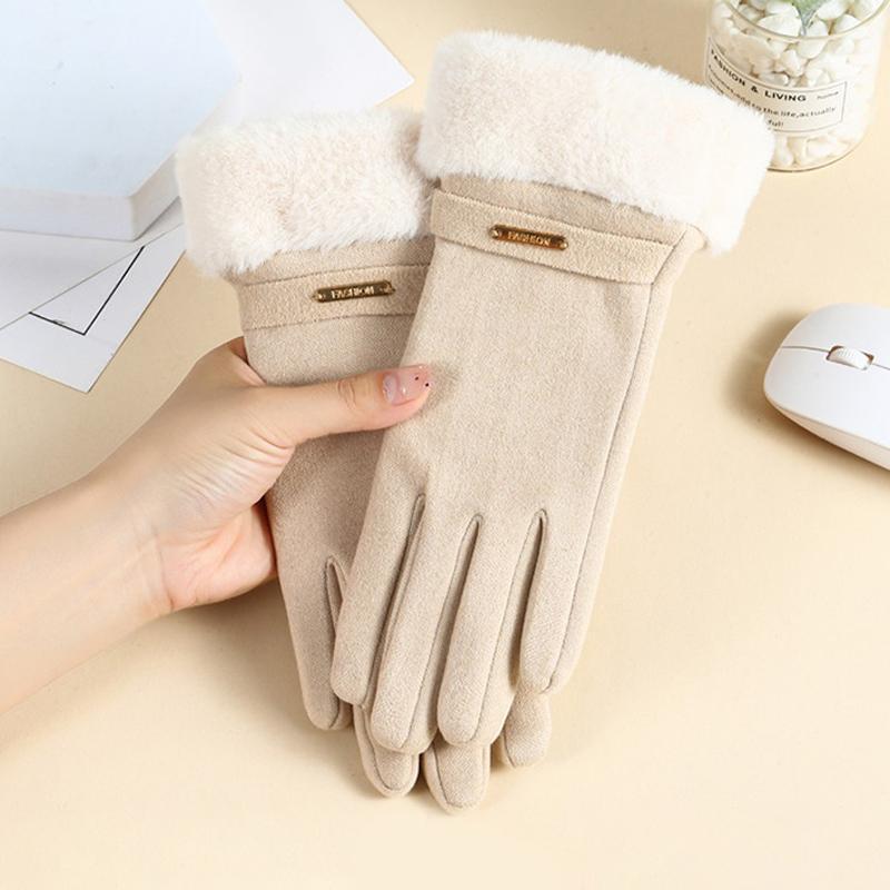 Women Men Winter Thick Plush Gloves Fashion Warm Suede Outdoor Guantes Lady Touchscreen Driving Gloves Sports Cycling Mittens