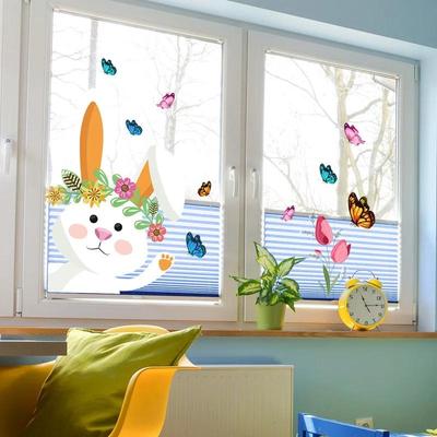 Niedlicher Hase Schmetterling Aufkleber Ostern Fensterglas Dekoration Statische Aufkleber Schaufensterdeko Cartoon Zuhause Feiertagsdekoration