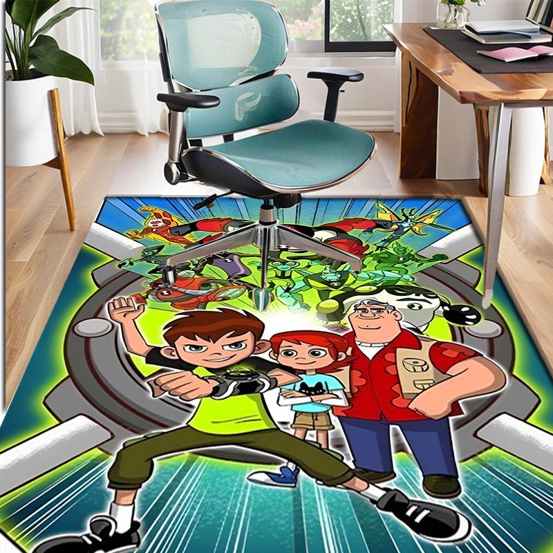 Ben 10 Cartoon Pattern Rug, Indoor/Outdoor Mat, for Picnic, Gameroom, Bedroom, Office, Living Room, Home Decor Carpet, Birthday Gift