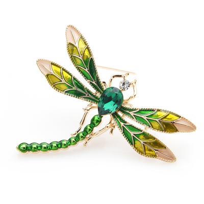 Wuli &Baby Broches Libellules en Émail Cristal Vert Pour Femmes et Hommes Métal Insectes Mariages Banquet Fête Épingles de Broche Cadeaux