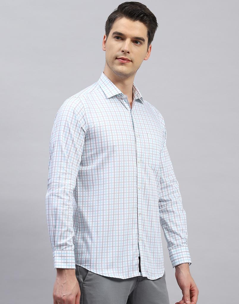 MONTE CARLO Mens Check Collar Neck Pure Cotton Shirt