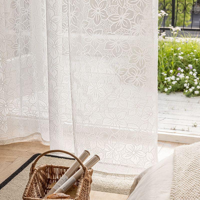 Embossed Jacquard Curtain Window Screen Living Room Bedroom Balcony Blackout White Yarn Light Luxury Modern