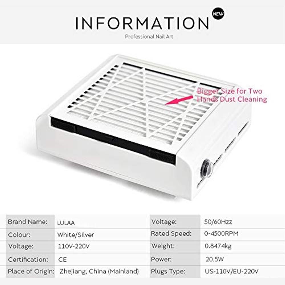 Nail Dust Collector Strong Suction Dust Extractor Fan Collector Nail Vacuum Cleaner Fan Reusable Filter Nail Dust Cleaner