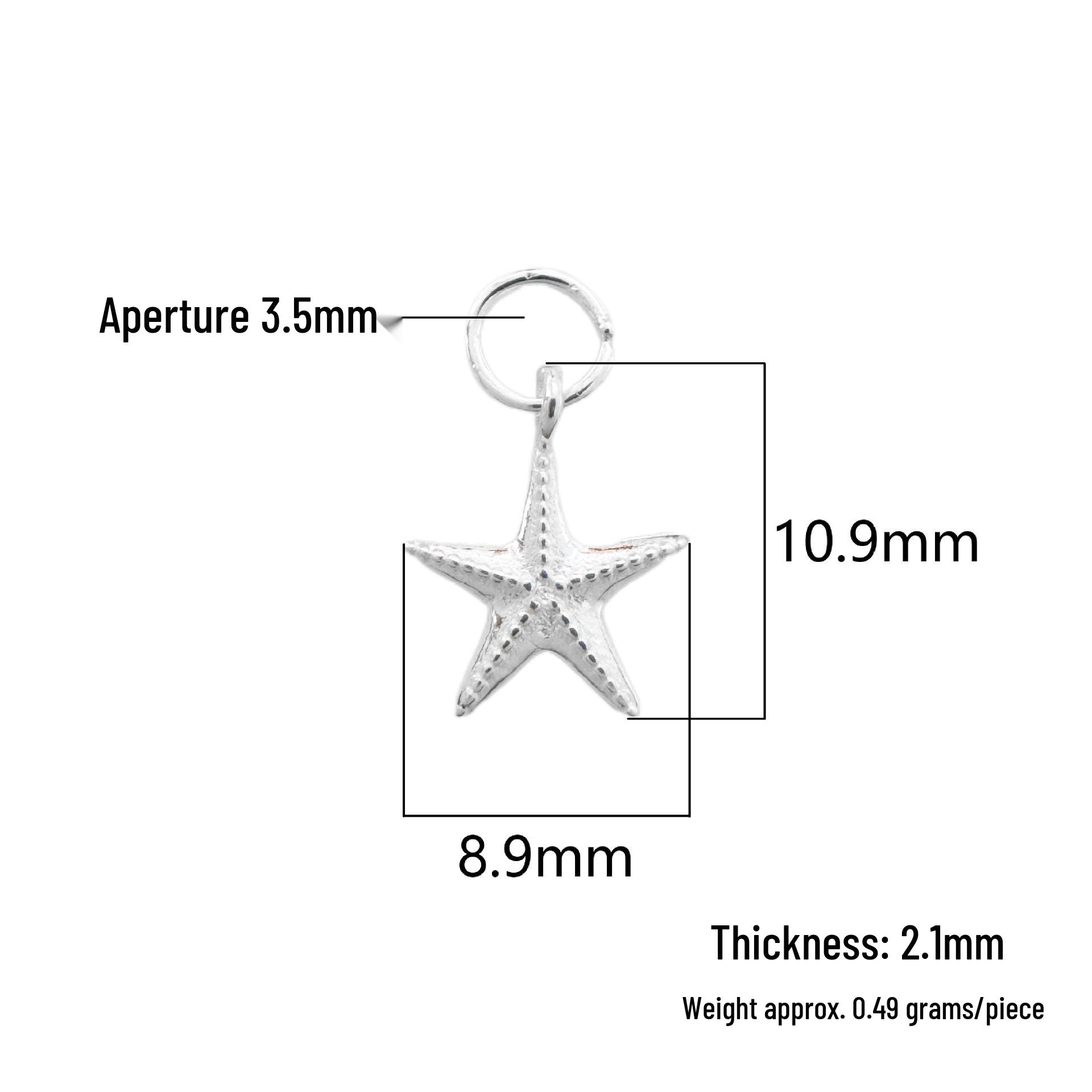 S999 Sterling Silver Starfish Pendant Ocean Shell Charm DIY Bracelet Necklace Crystal Beading Accessory 999 Silver