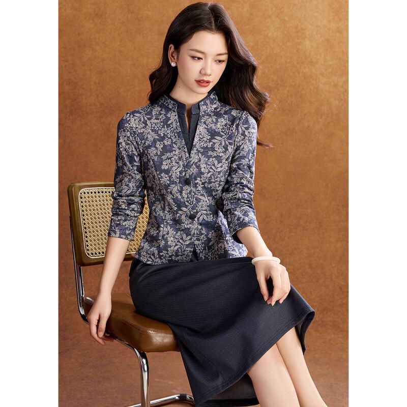 Meilan Ni New Chinese Style Elegant Faux Two-Piece Printed Maxi Dress