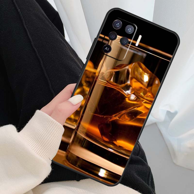 Cigar Whiskey Ice Drink Case For Oppo A18 A38 A58 A78 A98 A80 A60 A40 A96 A76 A16 A94 A74 A54 A15 A17 A57 A77 A5 Pro