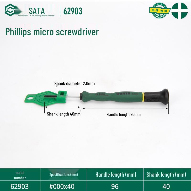 SATA Setar Micro Phillips Adjustable Screwdriver for Cameras, Glasses, and Watches (62903–62916)