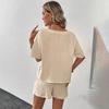 Jednobarevné ležérní volné krátké kalhotové soupravy pro ženy Elegantní letní dámský dvoudílný oblek Kompletní sada Dámský outfit Oblečení