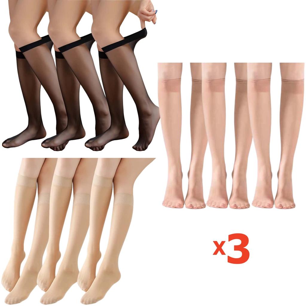 3pairs SET NEW Fashion Women's Ultra Thin Transparent Mid-Calf Glass Silk Socks Sheer Stockings for Women JK Lolita Gothic Girls
