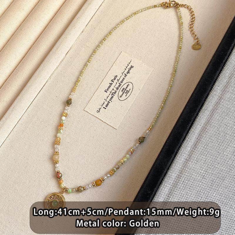 Small Fresh Natural Stone Bead Necklace New Set Jewelry Women's Stacked Clavicle Chain Trendy Accessories For Young Girls