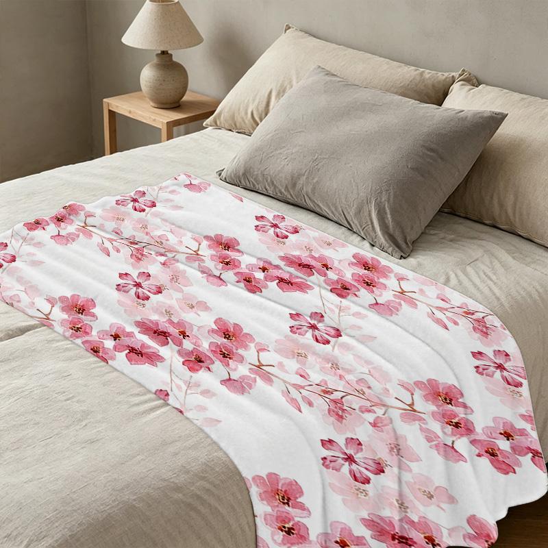 Sakura Flannel Blanket Soft, Plush & Warm Throw, Perfect for Home, Dorm, Halloween & Christmas Decor & Daily Use