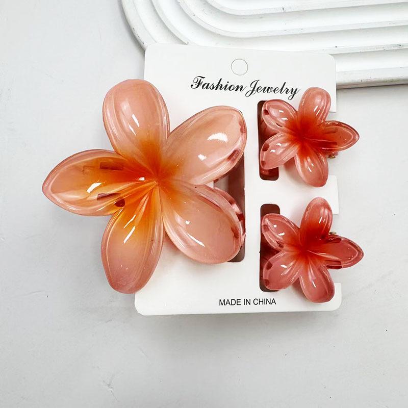 Sada skřipců do vlasů s frangipani: Květinové vlasové doplňky s imitací mramoru pro módní svátky