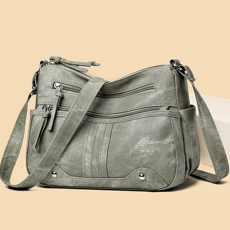 Damen Leichte Umhängetasche mit Mehreren Fächern & Verstellbarem Riemen Lässige Schultertasche