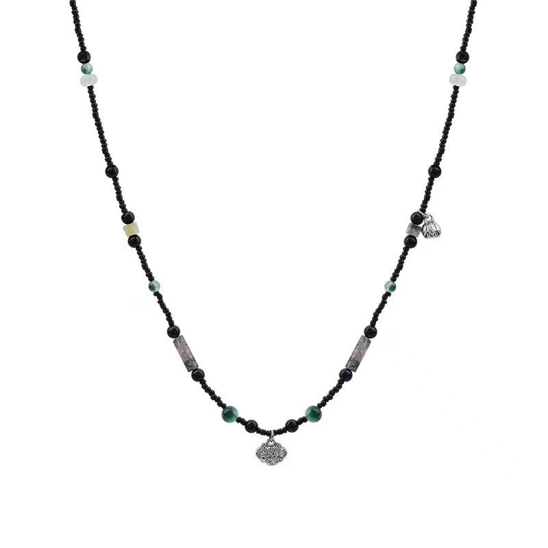 

Ping An Lock Pendant Beaded Necklace Women s Summer Niche Accessories New Chinese Ethnic Style Clavicle Chain