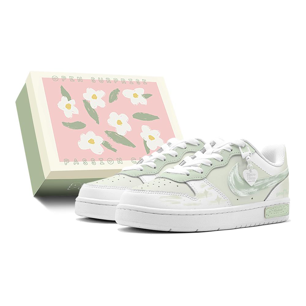 Nike Court Borough Spring Renewal, Outing Season, Spring Star Low Top Skateboard Shoes Women's Green White BQ5448-100(TeamS2-S-BOX)