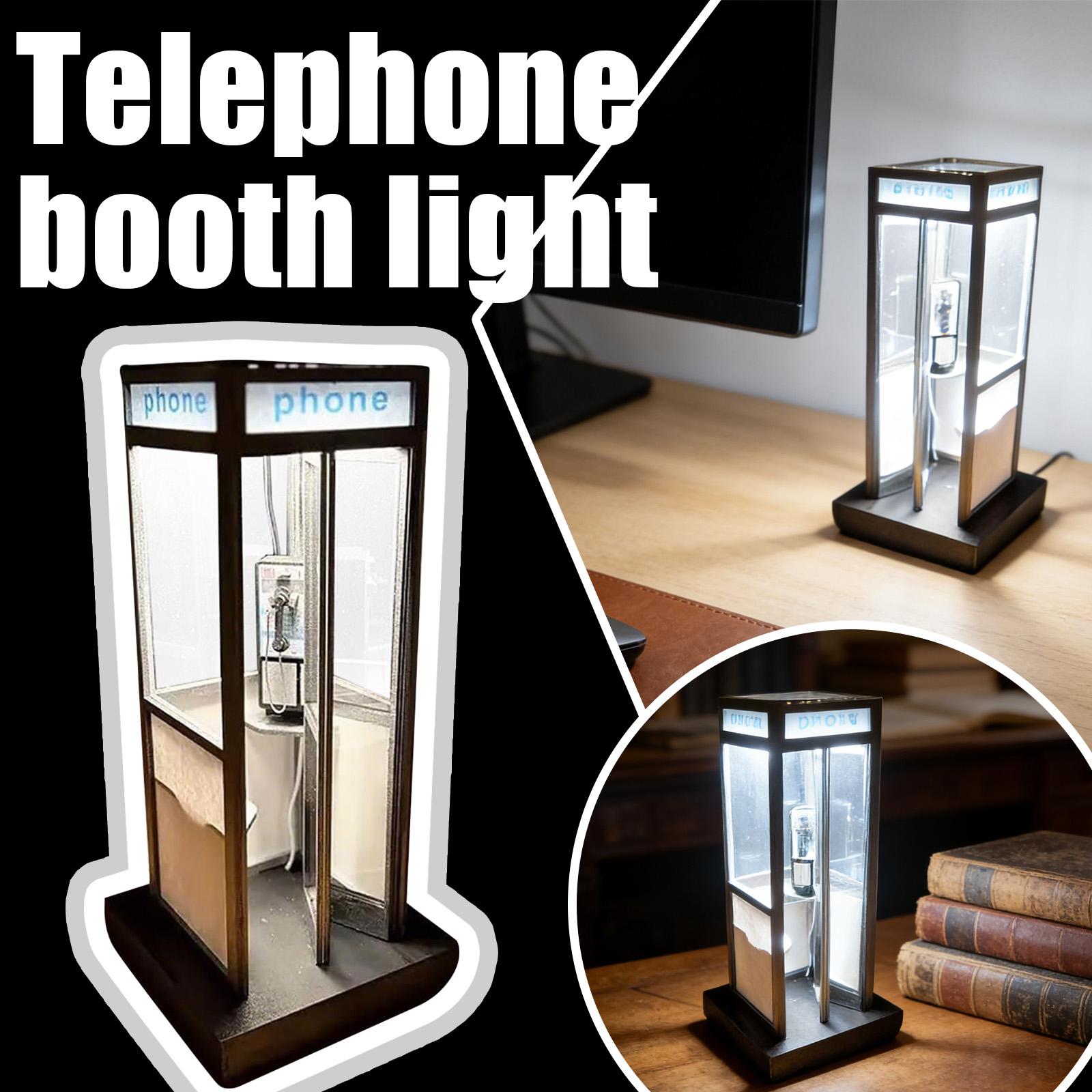 Retro Tall Telephone Booth Light, Retro Telephone Booth LED Night Light, Classic Street Telephone Booth Table Lamp, Home Decoration One Size