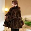 New autumn and winter fur leopard print thickened coat imitation fox hair big fur collar fashion coat mother dress women