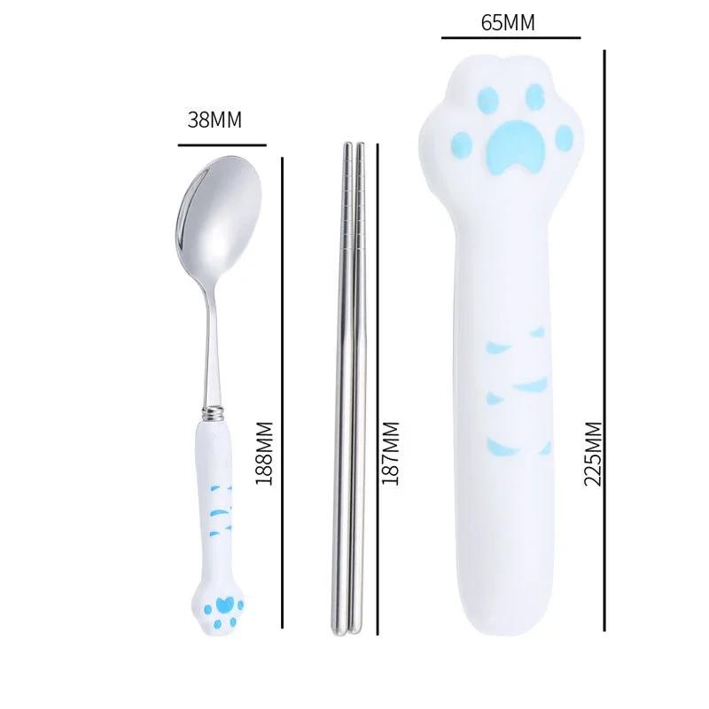 

Мультяшный милый кошачий коготь ложка вилка палочки для еды набор столовых приборов для студентов детей на открытом воздухе кемпинг портативный кавайный набор столовых приборов